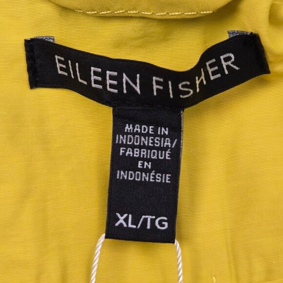 Eileen Fisher Hooded Jacket XL Yellow Drawstring Zip Up Lightweight Minimalist - Picture 13 of 16